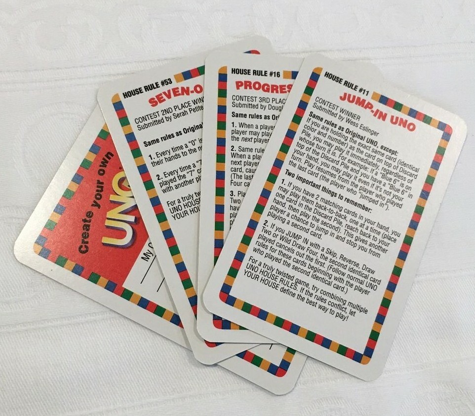 UNO House Rules 3 More Ways to Play Vintage 1998 House Rule #11, #16, #53  Mattel | eBay