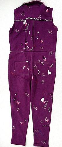 Girls Art & Eden 4-Way-Stretch Hearts & Stars Purple Coverall Size 5 - Picture 3 of 4