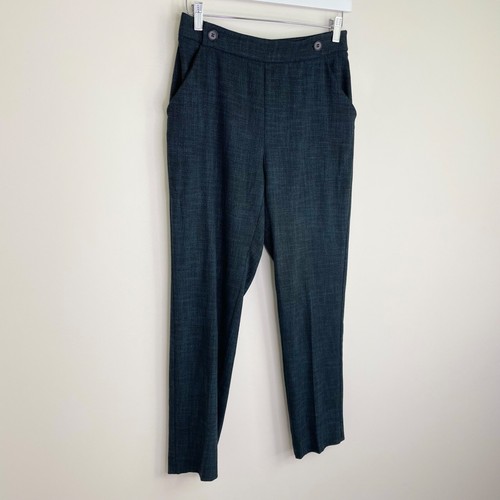 Veronika Maine womens tapered leg pants trousers size 8 navy green tweed pockets - Picture 2 of 9