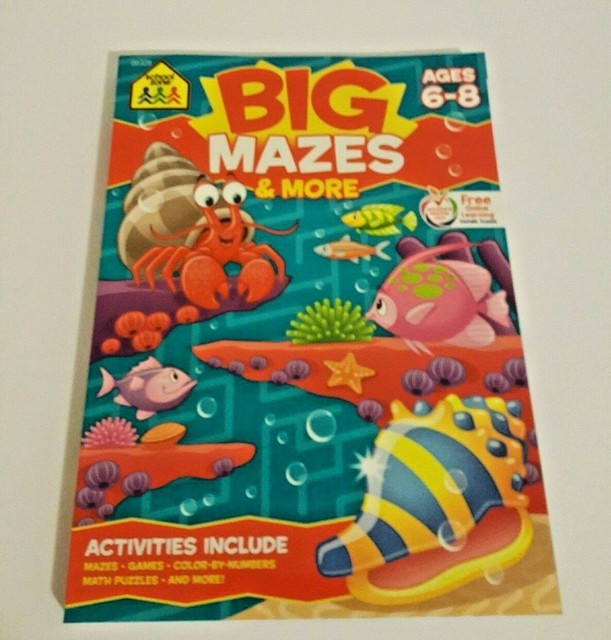 School Zone Big Mazes and More Workbook Ages 6 to 8, 1st Grade, 2nd Grade, L eBay