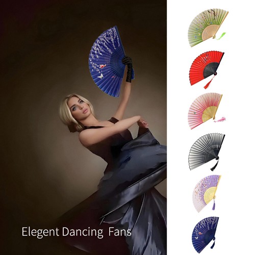 Stylish Folding Hand Fans Foldable Line Dancing Popping Raft Boots On The Ground