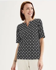 CROFT & BARROW Womens T-Shirt Size X Small 100% Cotton Split Neckline New