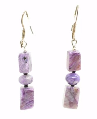 925 Sterling Silber Amethyst Perle Ohrhänger Ohrringe durchbohrt Fisch Haken Rückseiten