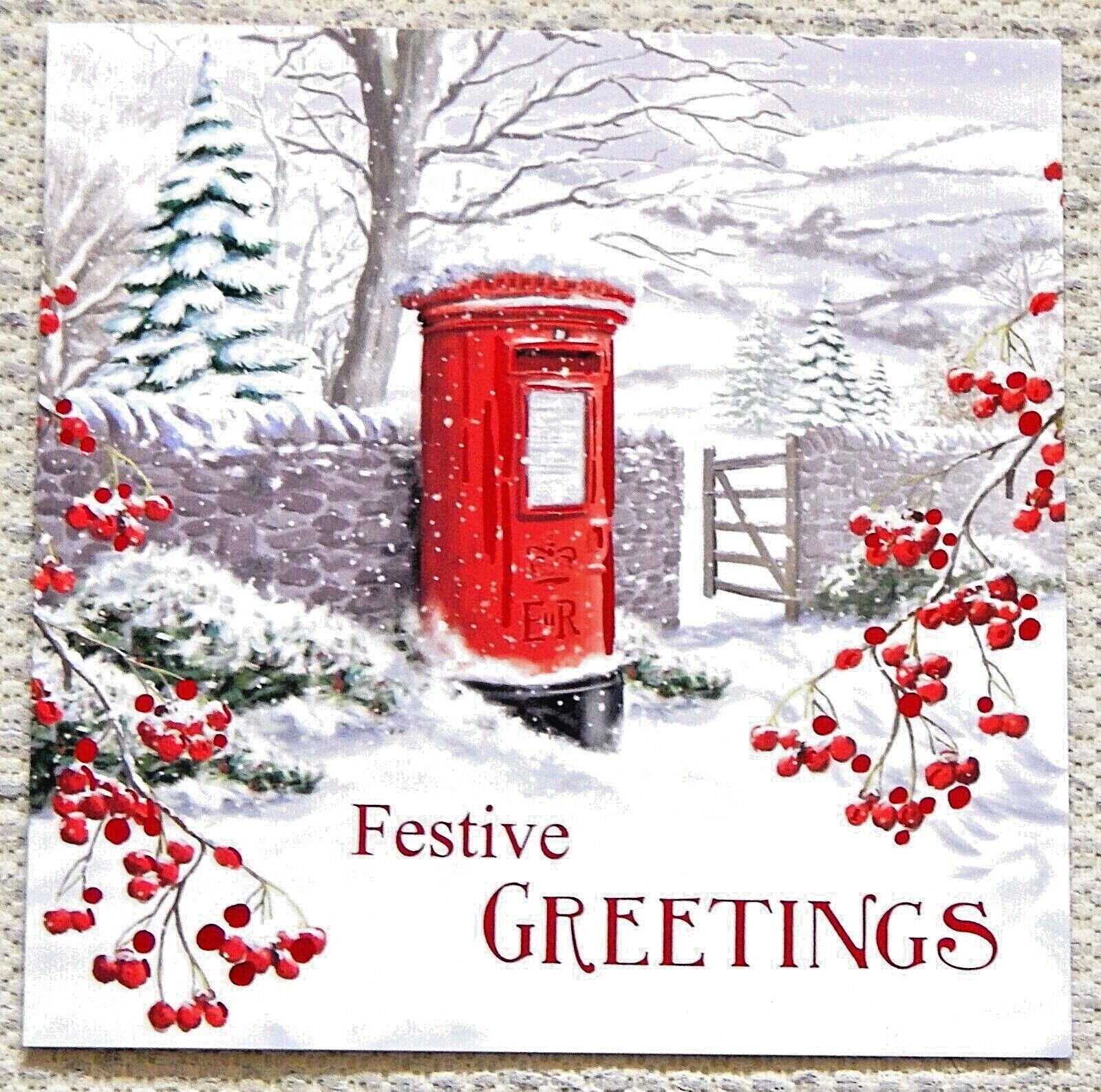 10 Winter Scene Post Box Christmas cards Pack of 10 Traditional