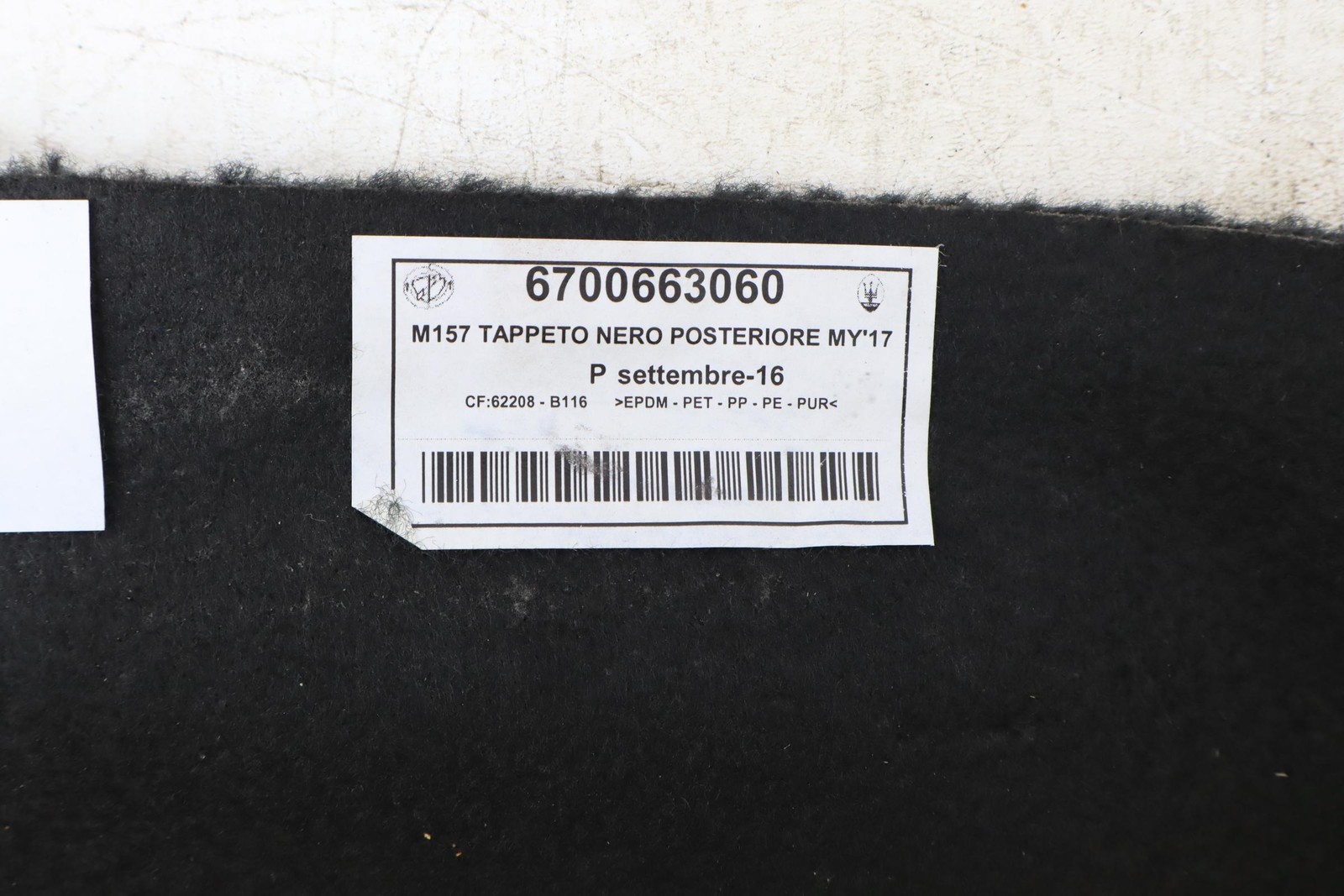 Maserati Ghibli 2014-2020 Rear Floor mat P/N 6700663060