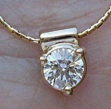 2Ct Round Cut Lab Created Diamond Women's Wedding Pendant 14k Yellow Gold Plated