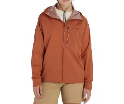 Marmot W Superalloy Rain Jacket Women's Size L Rust Orange Hooded Lightweight