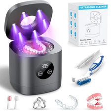 Ultrasonic Retainer Cleaner Machine, 52Khz Ultrasonic Denture Cleaner for Night
