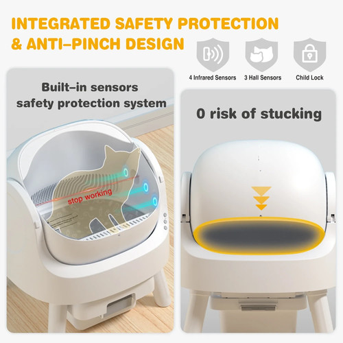 Große automatische Katzentoilette mit offenem Deckel selbstreinigend mit Sicherheitsschutz - Bild 9 von 24