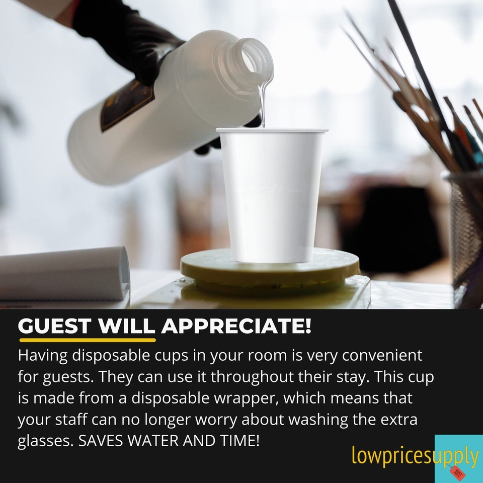 50 PACK - 9 oz. Hotel Motel Room Paper Individually Wrapped Cups ...