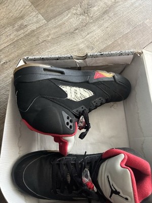 Nike Air Jordan 5 Retro x Supreme 'Black' 2015 (Size 10.5) OG Box & GOAT Card