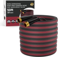 50Ft Non-Expanding Garden Hose with 8-Layer Latex Core, Lightweight & Kink-Free,