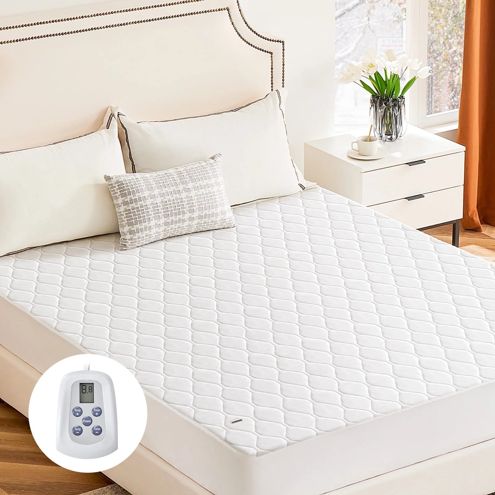 Heated Mattress Pad Queen Electric Topper Dual-Zone Control Auto Shut Off, Queen