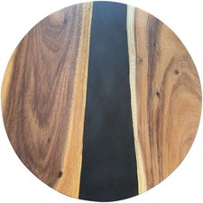 Epoxidharz Tischplatte River Table Rund Schwarz Walnuss Massivholz ø600x22mm