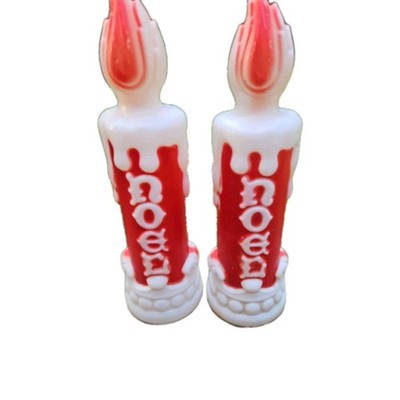 VTG Pair of 1970 Empire Blow Mold NOEL Candles 13'' Christmas Window Table Decor 