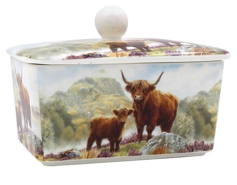 Highland Cow Butter Dish with Lid Gift Boxed Cow Lover Idea Fine China Porcelain - Image 2