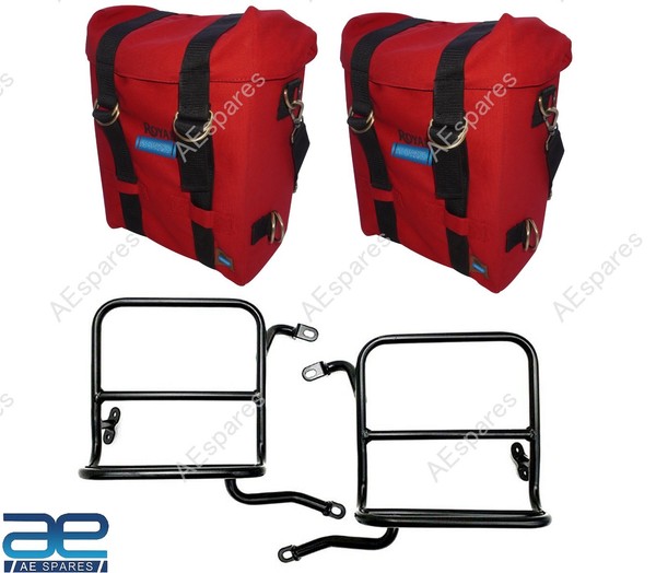 MilitäR GepäCkträGertasche Rot Paar Mit Passform FüR Royal Enfield Classic 35...-image