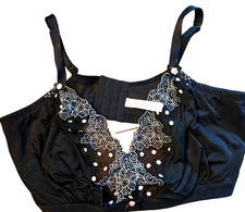 Cacique Women's Bra Black Pink Lace Unlined Wire Free Full Coverage