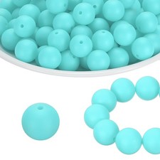 100 Pcs Silicone Beads Bulk, Azure 15mm Silicone Round Focal Loose Beads