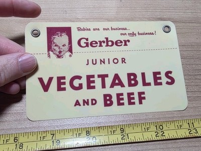 Vtg Gerber Junior Vegetables and Beef Advertising Plastic Store Display Sign
