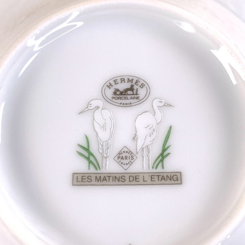 Hermes Demitasse Cup & Saucer Les Matins De L'etang Porcelain 2 Sets With Case - Picture 12 of 16