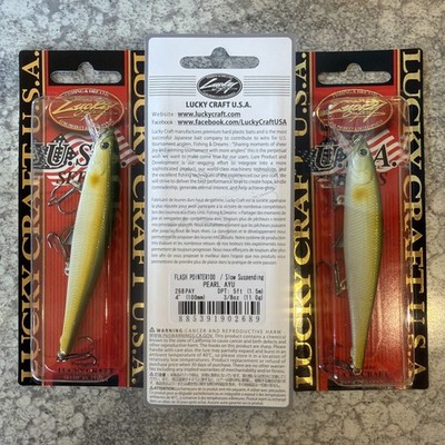 3 Packs Lucky Craft Flash Pointer 100 Slow Suspending Pearl AYU