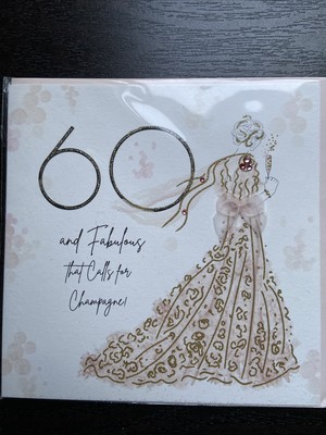 Five Dollar Shake Greeting Card Unique Jeweled/ Gems - Birthday Card- 60 yo