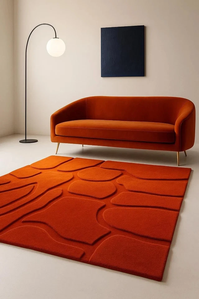 Modern Hand Tufted Wool Rug Textured Custom Area Rur Abstract for living room - Image 3 of 4