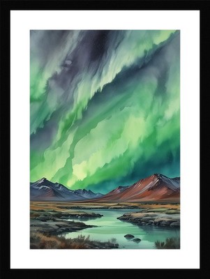 Dramatische Nordlichter gerahmtes Wandbild Poster Leinwanddruck Bild