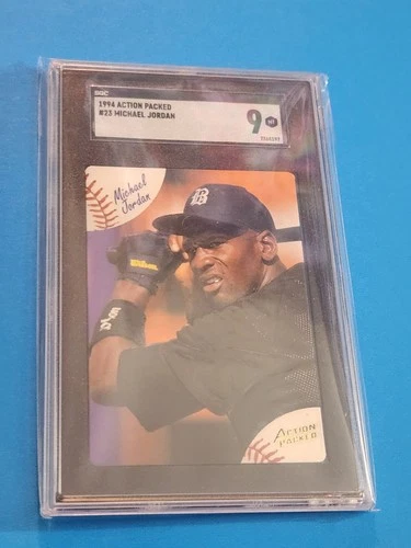 1994 ACTION PACKED MICHAEL JORDAN ROOKIE BASEBALL CARD #23 GRADED SGC 9 MINT.