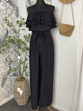 Ruffle Frill Strapless Jumpsuit with Tie Belt. Size 10-14. Wide Leg. New