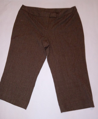 Rafaella Pants Womens 20W Brown Cropped Plus Size