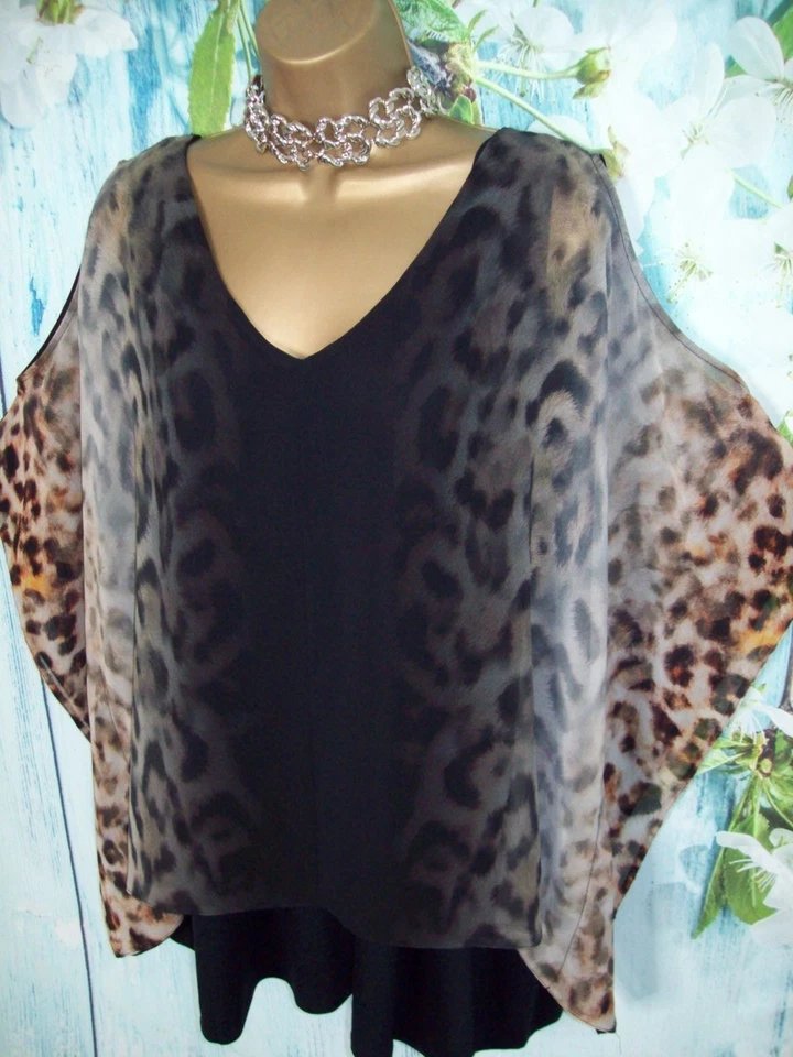 NEW WALLIS TOP SIZE L 16/18, Black Animal Occasion Overlay kimono - Image 4 of 4