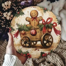 Vintage Gingerbread Man Sleigh Metal Wall Art Christmas Decor