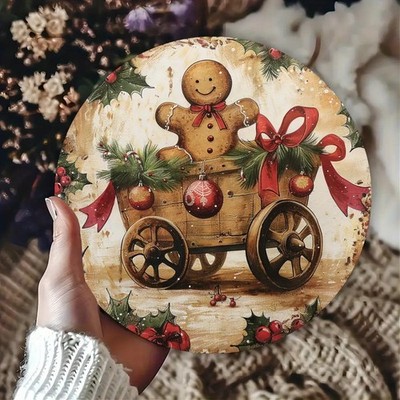 Vintage Gingerbread Man Sleigh Metal Wall Art Christmas Decor
