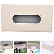 2Pcs Durable Car Visor Tissue Holder PU Beige for Organizing Paper Tissues