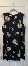 Chaps Women's Size 14 Lined Navy Floral Print Sheath Dress Sleeveless