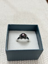 Sterling Silver Cultured black Pearl Ring