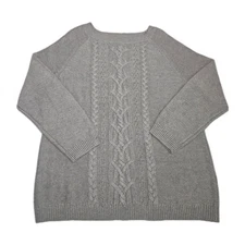 Talbots Womens 1X Angora Cotton Nylon Viscose Blend Pullover Sweater Silver Gray