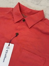 Caribbean Roundtree Yorke Shirt LT NWT Dark Red Textured Palm Trees MSRP 79.50