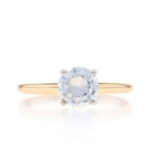 Yellow Gold Cubic Zirconia Solitaire Engagement Ring -10k Round Brilliant 1.00ct