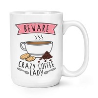 Beware VerrüCkte Kaffee Damen 426Ml Groß Becher Tasse Mutter Tag Freundin Lustig