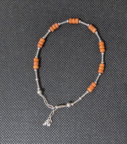 American West 925 SS Orange Bead Anklet