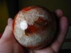 1.21b 2.8in CARNELIAN AGATE AND QUARTZ SPHERE ORANGE/REDS/WHITE MADAGASCAR #211 — photo 2