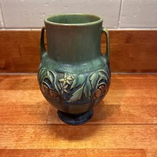 Vintage Roseville Green Baneda Vase 589-6 Super Nice Condition No Chips Green