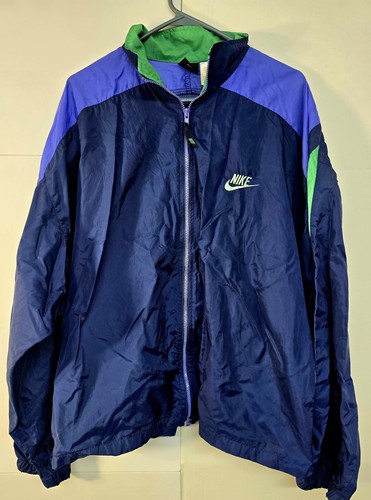 Vintage 1990’s Nike Track Jacket Windbreaker Tri-color VTG 90’s Size XL Blue