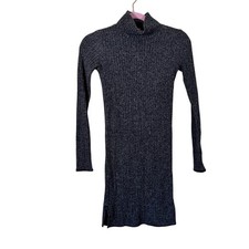 Wilfred Grey Ribbed Mock Neck Sweater Dress Womens XXS Mini Long Sleeve Fall