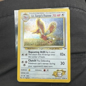 1995 fearow pokemon card value Lt. Surge's Fearow 7/132 Holo Rare 1st Edition Gym Heroes Pokemon Card