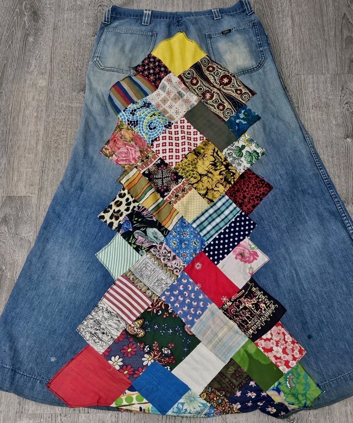 70s Authentic Vintage Crazy Quilted Patchwork Jea… - image 11