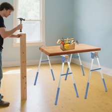 Folding Trestle Sawhorse Workbench Pair Heavy Duty Portable Support for Workshop